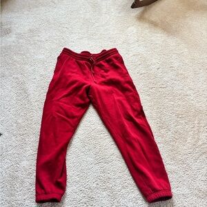 Aritzia TNA Red sweatfleece Relaxed Fit Joggers